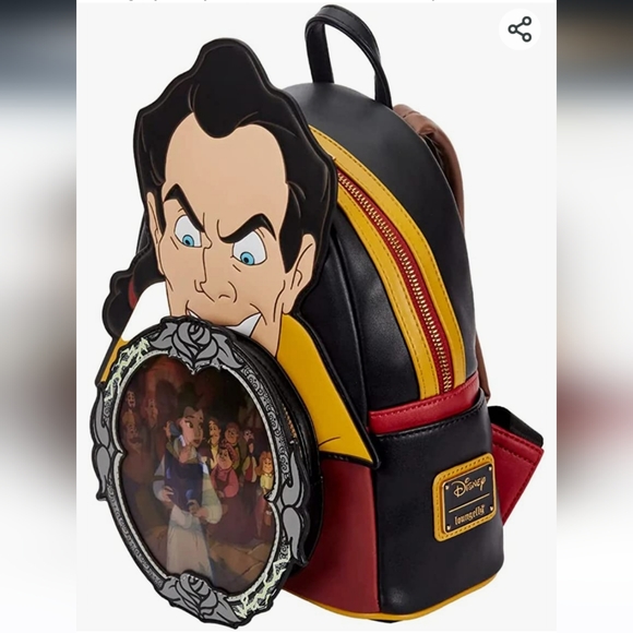 🌹 Loungefly Disney Beauty And The Beast Gaston Villains Mini Backpack Purse Bag - Picture 5 of 8